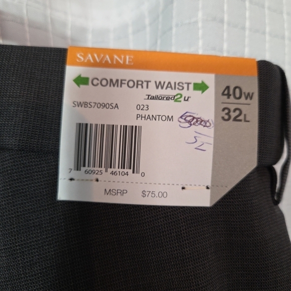 Savane Men's Dress Pants Gray Herringbone 40x32 NWT - Picture 4 of 7